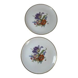 Vintage Lot Salad Plates Gloria Fine Porcelain Spray of Flowers Pattern Set of 2